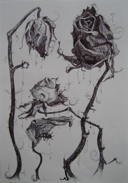 Dead Flower Drawing, Wilted Flower Tattoo, Flowers Drawing Pencil, Flowers Tattoo Drawing, Dead Rose Tattoo, Drawing Dead, Dead Roses, Wilted Flowers, Flower Tattoo Drawings