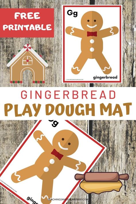 This gingerbread printable playdough mat is a fun addition to your gingerbread theme! Laminate and provide playdough for a fun fine motor experience. #playdough #gingerbread #finemotor #Christmas #printable #preschool #toddlers #age2 #age3 #teaching2and3yearolds Gingerbread Man Playdough Mats, Gingerbread Craft For Toddlers, Christmas Playdough Mats Free Printables, Gingerbread Bash, Valentines Toddler Activities, Gingerbread Printable, Preschool Playdough Mats, Gingerbread Playdough, Preschool Gingerbread