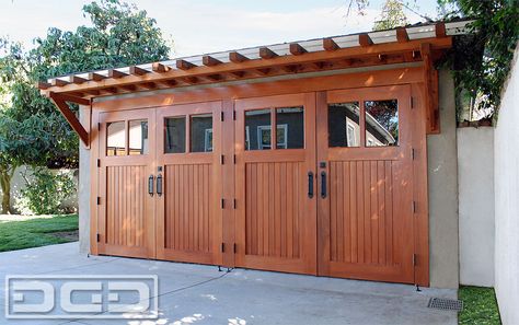 Sliding Garage Doors, Carriage Garage Doors, Pergola Shade Cover, Garage Pergola, Door Projects, Garage Door Types, Carriage Doors, Garage Door Makeover, Door Crafts