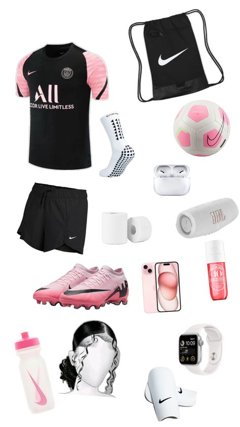 outfit and packlist for soccer practice Casual Athletic Outfits, Soccer Girls Outfits, Pink Soccer Cleats, Womens Soccer Cleats, Best Soccer Cleats, Soccer Bag, Soccer Season, Soccer Outfit, Soccer Inspiration