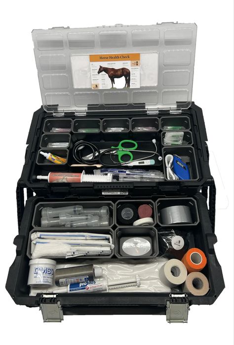 Horse First Aid Kit, Horse First Aid, Equine First Aid, Horse Trailer Organization, Equine Vet, First Aid Kit Storage, Horse Weight, Medical Kit, Wound Care