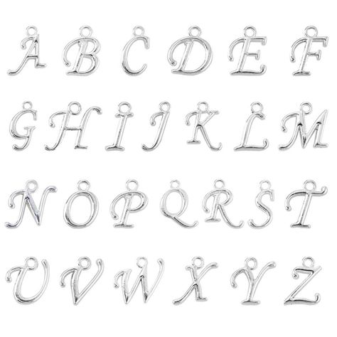 PRICES MAY VARY. MATERIAL AND COLOUR: Alphabet charms are made of Zinc Alloy, it is hard and unbreakable. With Silver Plated Colour, make it shiny and make you more attractive. SIZE AND QUANTITY: 100 pcs included (randomly pick), around 13 ~ 14mm height, with 2mm thick of the hole. Letter charms can match with your other jewelry and easily to complete your look with better performance. PACKAGE INCLUDE: 100 pcs A-Z charms (randomly pick), with our own brand "BEADNOVA" designed unique packing, to Jewelry Letters, Penguin Necklace, Alphabet Charms, Alphabet Charm, Letters Alphabet, Initial Earrings, Jewerly Making, Christmas Necklace, Cursive Letters