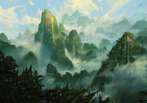 Environmental Concept Art - Album on Imgur Land Wallpaper, Magic Land, Jungle Art, Rpg Map, Landscape Concept, Fantasy City, Fantasy Setting, Fantasy Places, Landscape Scenery