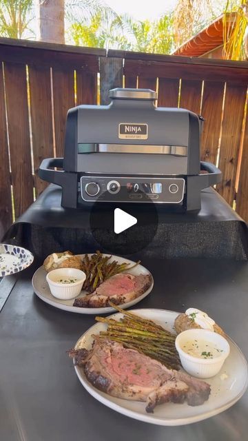 Ninja Woodfire Outdoor Oven Recipes, Ninja Smoker Grill Recipes, Smoker Grill Recipes, Wood Fired Oven Recipes, Rib Dinner, Ninja Grill, Prime Rib Dinner, Fire Oven, Smoked Prime Rib