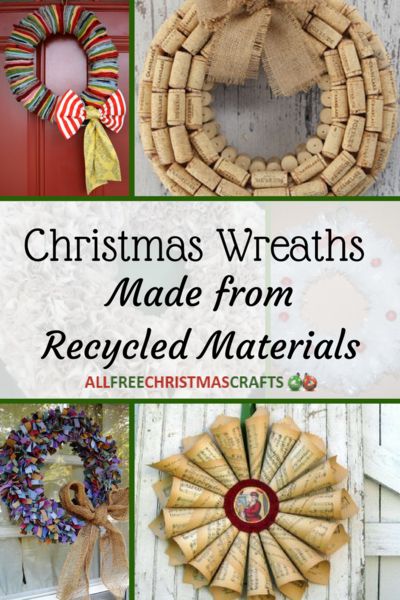 20 Christmas Wreaths Made from Recycled Materials | Deck the halls with these wreaths made from recycled materials without breaking your budget! Recycled Wreaths Ideas, Christmas Decor From Recycled Materials, Christmas Decor Recycled Materials, Craft Recycled Materials, Cork Wreaths, Free Christmas Crafts, Can Upcycle, Sketch Board, Recycled Christmas