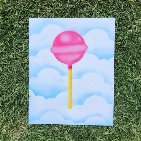 Candy Painting Ideas, Vibe Drawing, Illustration Clouds, Candy Painting, Acrylic Illustration, Watercolour Drawings, Paint Inspo, Japan Crafts, Canvas Painting Tutorials