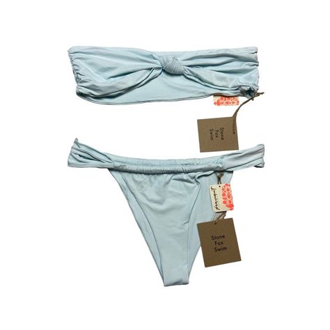 Nwt, No Flaws, Size Xl. Stone Fox Swim X Free People Lele Tie Front Bandeau And Bikini Bottom. Stock Photo To Show Fit Actual Bikini For Sale Is Light Blue Color. Stretch, Double Lined. Light Blue Solid Color. 85% Recycled Nylon, 15% Spandex. Adjustable Fit. Swimsuit Wedding, Light Blue Solid Color, Vacation Swimsuit, Blue Solid Color, Swimsuit Inspo, Stone Fox Swim, Stone Fox, Cute Bathing Suits, Summer Bikinis