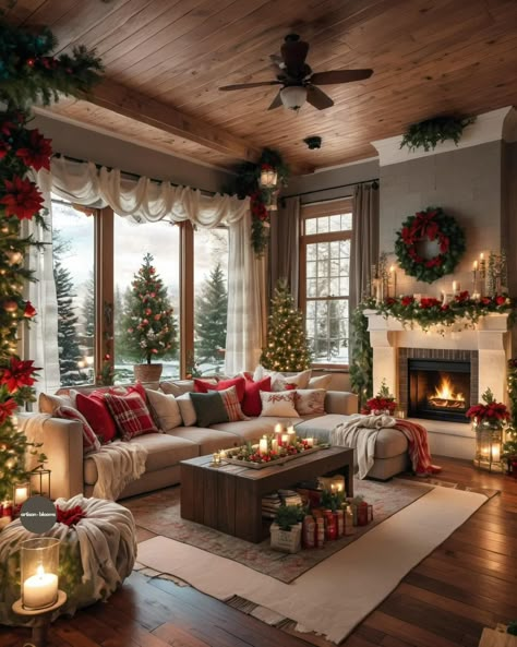 Old Time Christmas, Holiday Living Room, Christmas Themes Decorations, Christmas Decorations For The Home, Christmas Memory, Christmas Room, Dream House Interior, Merry Little Christmas, Christmas House