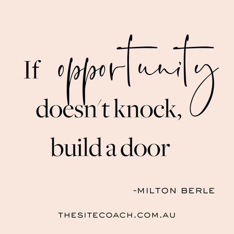 We need to create opportunities that will lead to our goals, and if we don't take action and make the right moves, chances are we'll miss out on some really big opportunities. ✨ So don't wait for someone else to give you your next opportunity. Create a plan, take control of your life, and make it happen. 😄 #thesitecoach #thesitecoachquotes #websitedesignerinaustralia #onlinebusiness #motivationquotes2022 #growthquotes2022 #smallbusinessowners #motivationalquotes2022 #inspirationalquotes Create Opportunity Quotes, Create Opportunities, Opportunity Quotes, Milton Berle, Take Control Of Your Life, Waiting For Someone, About Myself, Have Faith, 2024 Vision Board