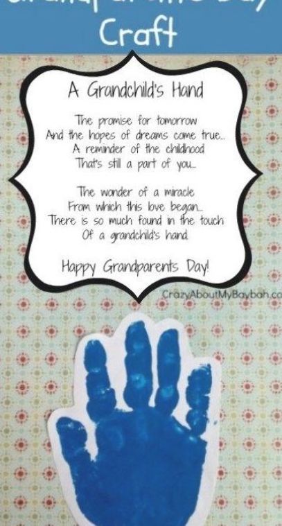 Baby Crafts For Grandparents, Crafts For Grandparents, Hand Poem, Hand Print Christmas, Organizing Recipes, Grandparents Diy, Gift Ideas For Grandparents, Grandparents Day Activities, Grandmas Birthday