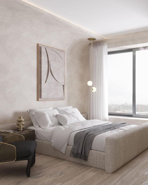 𝗨𝗻𝗰𝗼𝗺𝗺𝗼𝗻 𝗦𝘁𝘂𝗱𝗶𝗼 on Instagram: “Natural limewash is popular again,this time in the modern home to instantly add more depth and texture. . . #uncommonstudio #housedesign…” Bedroom Limewash, Beige Bedroom, Modern Home, The Modern, Modern House, Dream House, Apartment, House Design, Texture