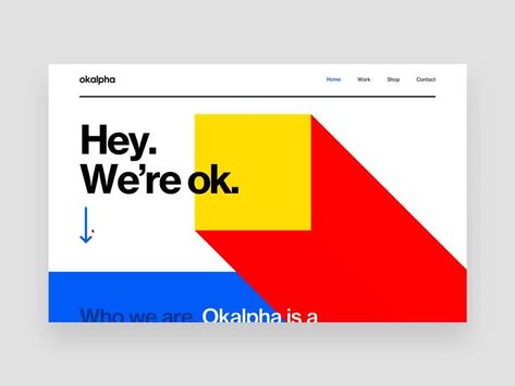 Primary colors for primary functions. Okalpha Website by Matthew Hall for @makereign⠀ ⠀ #dribbble #dribbblers #ui #ux #design Monochromatic Website, 블로그 디자인, Art Branding, Webdesign Inspiration, Web Ui Design, Brand Guide, Web Layout Design, Piet Mondrian, Ui Inspiration