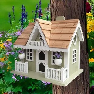 Wood Bird Houses You'll Love in 2020 | Wayfair Cottage Birdhouse, Sticks Art, Homemade Bird Houses, Handmade Birdhouses, Wood Birdhouses, Decorative Bird Houses, Glitter Houses, Popsicle Stick, Green Wood