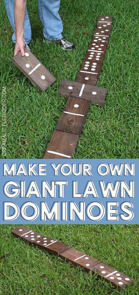 Make a set of giant wood lawn dominoes for less than $20! It's such a fun outdoor activity for the whole family! Giant Outdoor Games, Giant Yard Games, Summer Outdoor Games, Diy Yard Games, Diy Lawn, Fun Outdoor Activities, Garden Games, Yard Games, Lawn Games