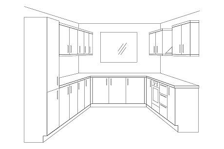 Diy Kitchen Cabinets Build, U Shape Kitchen, L Shape Kitchen Layout, Cubicle Design, Learn Interior Design, Fitted Kitchens, Kitchen Drawing, Furniture Design Sketches, Interior Design Student