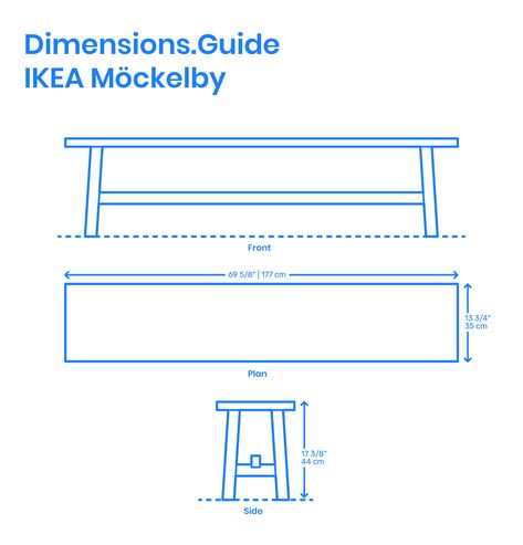 The IKEA Möckelby bench is a wooden oak veneered particleboard bench with an expressed plank design. The IKEA Möckelby bench has a length of 69 5/8” | 177 cm, a width of 13 3/4” | 35 cm, and a seat height of 17 3/8” | 44 cm. Downloads online #ikea #design #benches #furniture Bench Height Guide, Bench Measurements, Ikea Bench, Furniture 2023, Human Dimension, Bench Dimensions, Ikea Design, Furniture Dimensions, Little Library