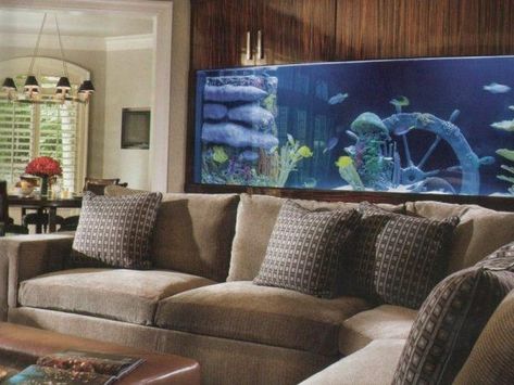 Beautiful fish tank ideas for Relaxing home - Little Piece Of Me Custom Aquarium, Wall Aquarium, Fish Tank Design, Home Aquarium, Aquarium Design, Cosy Home, Design Salon, Simple Living Room, Beautiful Living Rooms