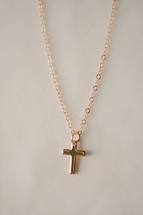 Mini Cross Necklace | Luna & Jade – Luna & Jade Cross Necklace Simple, Dainty Cross Necklace, Golden Cross, Gold Girl, Mini Cross, Gold Cross Necklace, Jewelry Accessories Ideas, Jewelry Lookbook, Christian Jewelry