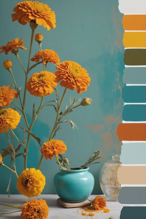 Curious about "a" and how it can transform your life? Discover the secrets to unlocking its power in this article. #ad     #Colortrend #wallpaint2024  #color2024  #DIYpainting  ##DIYhomedecor  #Fixhome Multi Color Painted Walls, Analogous Color Scheme Interior Design, Hacienda Color Palette, Boho Pallete, Wall Colors 2024, Teal Yellow Color Palette, Colors That Go With Orange, Teal And Orange Living Room, Orange And Teal Aesthetic