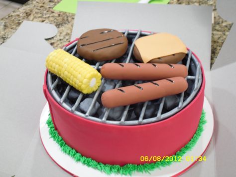 BBQ cake... 6/2012 Bbq Theme Birthday Cake, Bbq Smash 1st Birthday Cake, Bbq Cake Ideas, Bbq Cake Ideas Birthdays, Bbq Birthday Cake, Grill Cakes For Men, Turkish Cake, Barbecue Cake, Happy Fathers Day Cake