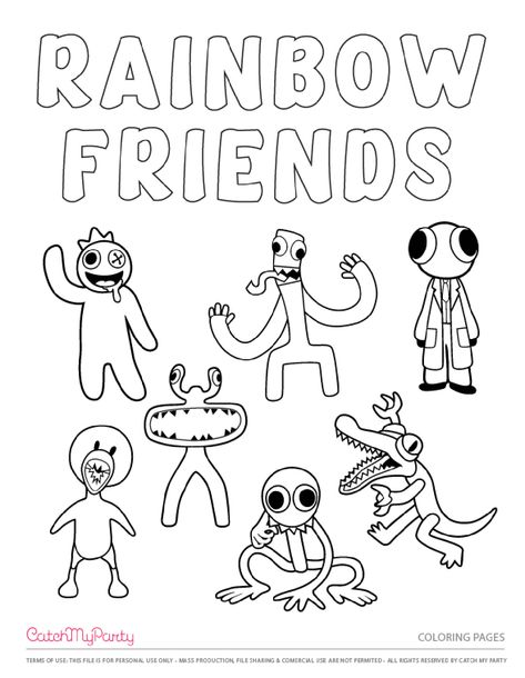 Rainbow Friends Characters Printable, Rainbow Friends Chapter 2 Coloring Page, Rainbow Friends Colouring Pages, Rainbow For Coloring, Rainbow Friends Drawing Easy, Rainbow Friends Party Ideas, Drawing Rainbow Friends, Rainbow Friends Printable, Rainbow Friends Drawing