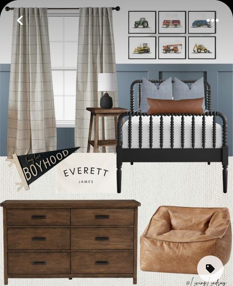 Black Spindle Bed, Shared Boys Rooms, Toddler Boy Room Decor, Boy Toddler Bedroom, Jenny Lind, Boys Bedroom Makeover, Spindle Bed, Big Boy Bedrooms, Big Kids Room