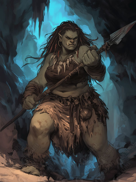 Thog, female Ogrillon (Storm King's Thunder) Female Orc, Fantasy Story Ideas, Goblin Art, Black Woman Artwork, Elves Fantasy, Character And Setting, Swag Cartoon, Demon Art, Dnd Art