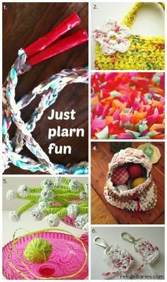 Plarn project roundup #plarn #upcycle #plasticbags Plarn Crochet, Plarn Projects, Plastic Bag Crafts, Plastic Yarn, Plastic Bag Crochet, Upcycle Plastic, Easy Yarn Crafts, Recycling Plastic, Recycling Projects