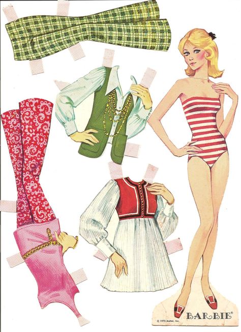 Mostly Paper Dolls: My BARBIE Paper Dolls, 1970 & 1972 Papel Vintage, Paper Clothes, Barbie Paper Dolls, Paper Dolls Clothing, Paper Fashion, Paper Doll Template, Vintage Cloth, Paper Dolls Printable, Vintage Paper Dolls