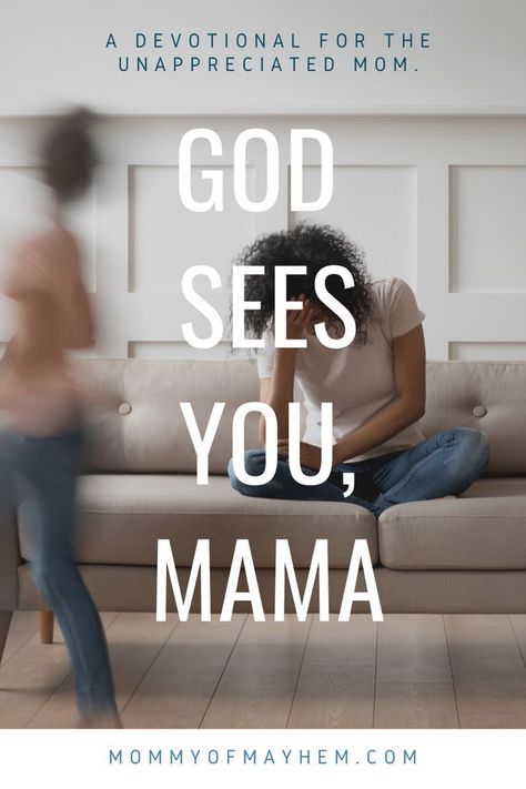 As moms, we can often feel like no one sees or understands just how much we do! This devotional is for the under-appreciated mom. God sees you. Prayers For Tired Moms, Unappreciated Mom And Wife, Mom Feeling Unappreciated Quotes, Motherhood Bible Study, Mom Devotional Bible Studies, Devotions For Moms, Mom Bible Study Group, Daily Devotional For Moms, Bible Study For Mothers