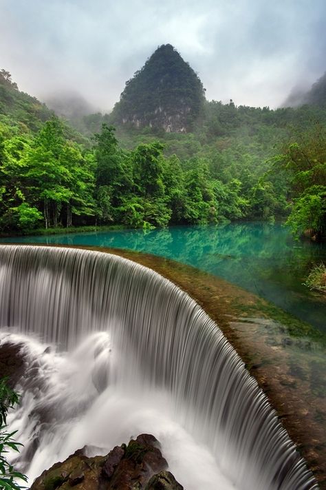 Waterfall in Libo Guizhou, China - By Simon Long Chongqing, Beautiful Waterfalls, Alam Yang Indah, Alberta Canada, Mongolia, Beautiful Scenery, Pretty Places, Places Around The World, Macau