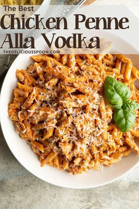 A delicious creamy sauce, tender chicken, penne pasta, and loads of flavour make Chicken Penne Alla Vodka an absolute favourite in our house. #chickenpenneallavodka #pennaallavodka #penneallavodkasauce #penneallavodkawithchicken #pennerecipes #easyitalianrecipes #quickdinnerideas Penne Alla Vodka Recipe, Red Sauce Pasta Recipe, Italian Pasta Recipes Authentic, Penne Vodka, Chicken Penne Pasta, Vodka Sauce Pasta, Penne Alla Vodka, Chicken Penne, Alla Vodka