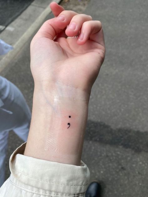 Semi Colon Tattoo, Book Vibe, Colon Tattoo, Cute Ankle Tattoos, Awareness Tattoo, Semi Colon, Health Tattoo, Semicolon Tattoo, Stylist Tattoos