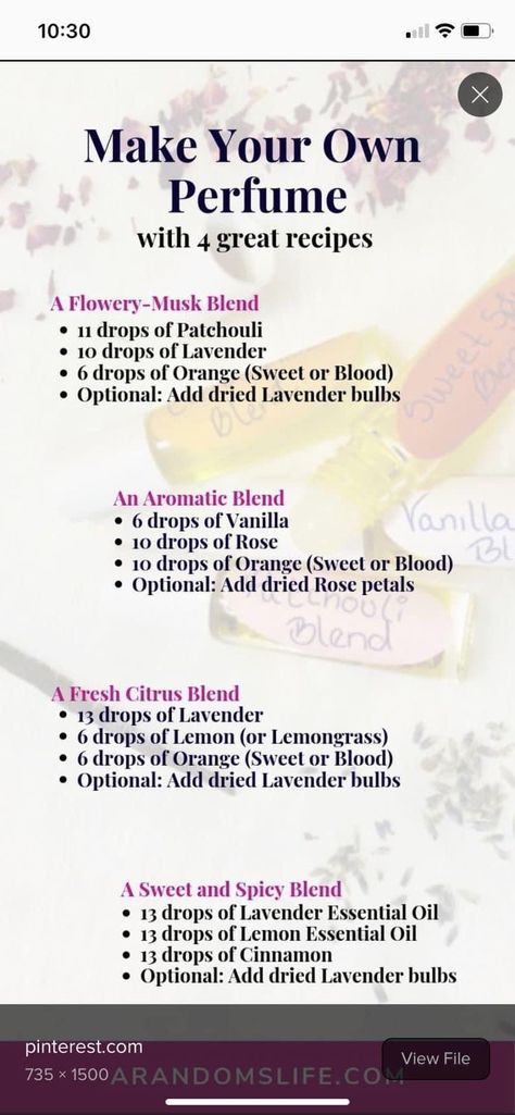 Diy Parfum Spray, Lavender Perfume Diy, Essential Oil Perfume Recipes Spray, Diy Perfume Essential Oils, Essential Oil Body Spray Recipes, Essential Oil Perfume Recipes, Perfume Oil Recipes, Make Your Own Perfume, Essential Oil Perfume Blends