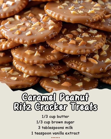 SHARED HEAVENLY RECIPES FROM THE INTERNET | Caramel Peanut Ritz Cracker Treats | Facebook Pecan Pie Ritz Crackers, Cracker Treats, Cracker Bites, Salmon Pie, Ritz Cracker Recipes, Snacks Sweet, Ritz Cracker, Pecan Pralines, Candy Recipes Homemade