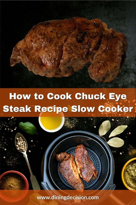 Slow Cooker Chuck Eye Steak Recipe Beef Chuck Eye Steak, Steak In Slow Cooker, Steak Slow Cooker, Chuck Steak Recipes, Crockpot Steak Recipes, Crockpot Steak, Ground Beef And Cabbage, Recipe Slow Cooker, Ground Beef Pasta