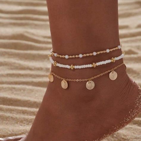 3 Pc Beaded Seashell Dangle Anklet In Gold Tone Hardware New (Boutique Packaging) **Let Me Know If You Like To Bundle With Another Listing! **I Always Accept Reasonable Offers Cute Earrings Cute Jewelry Dainty Jewelry Summer Vacation Cute Outfits Trendy Jewelry Formal Jewelry Wedding Earrings Lovers Gift Holiday Gift Gift For Her Tags : Anthro Anthropologie Free People We The Free Zara Zara Jewelry Lili Pulitzer Kendra Scott 8 Other Reasons Dolls Kill Lili Clasps For Love And Lemons Ettika Shash Beaded Seashell, Ankle Bracelets Boho, Boutique Packaging, Cute Anklets, Jewelry Formal, Surf Jewelry, Preppy Jewelry, Formal Jewelry, Zara Jewelry