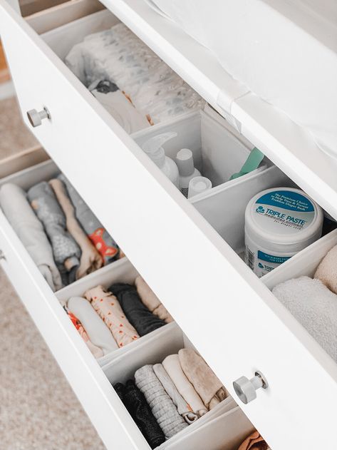 3 Drawer Dresser Changing Table Organization, Small Changing Table Organization, Changing Table Must Haves, Changing Table Drawer Organization, Diaper Changing Table Organization, Changing Table Organization Ideas, Change Table Organization, Diaper Changing Station Organization, Baby Changing Table Organization