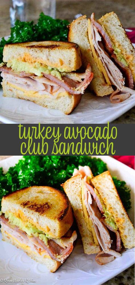 Avocado Club Sandwich, Turkey Avocado Sandwich, Sandwich Turkey, Toasted Turkey, Sandwich Torte, Club Sandwich Chicken, Turkey Avocado, Turkey Sandwiches Recipes, Roast Beef Sandwich