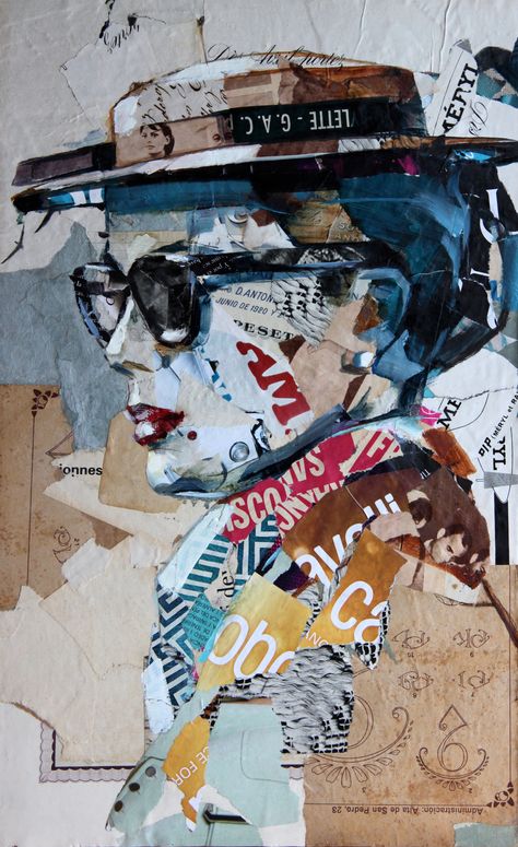 Carme Magem, Abstract Collage Art, Print For Wall, Line Art Abstract, Collage Portrait, Newspaper Art, Collage Art Projects, Paper Collage Art, Magazine Collage