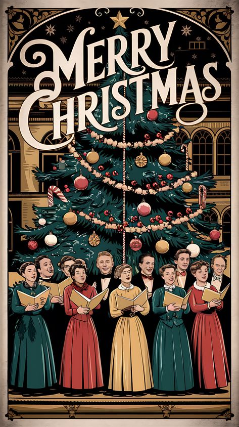 Free Vintage Christmas Carolers Christmas Carolers Illustration, Carolers Illustration, Vintage Christmas Carolers, Christmas Card Vintage, Free Christmas Backgrounds, Christmas Carolers, Merry Christmas Wallpaper, Valentine Background, Christmas Carols