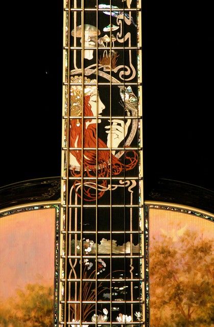 Guitar Inlay, Top Paintings, Instruments Art, Guitar Finishing, Guitar Painting, Music Images, Beautiful Guitars, Guitar Building, Guitar Art