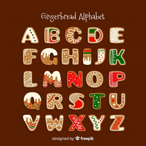 Decorated gingerbread alphabet Free Vector Nightmare Before Christmas Font, Christmas Fonts Alphabet, Canva Christmas, Alphabet Christmas, Fonts Cricut, Fonts Canva, Christmas Fonts Free, Fonts Cursive, Fonts Christmas