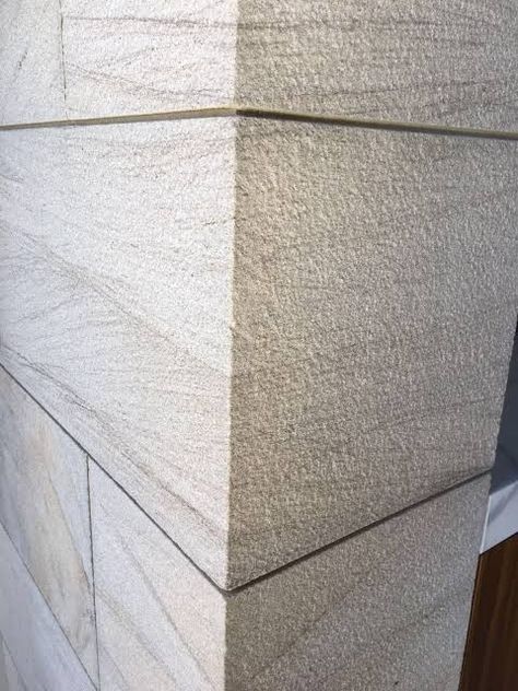 Sandstone Wall Cladding, Office Elevation, Plaster Wall Texture, Sandstone Cladding, Sandstone Tile, Cladding Wall, Cladding Stone, Material Finishes, Bowen Island