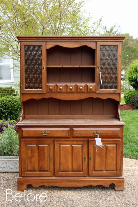 Dated Hutch Makeover | Confessions of a Serial Do-it-Yourselfer Painted Hutch, Hutch Makeover, Laminate Kitchen, Furniture Fix, Furniture Rehab, Chalk Paint Furniture, Diy Furniture Projects, Paint Furniture, Furniture Makeover Diy