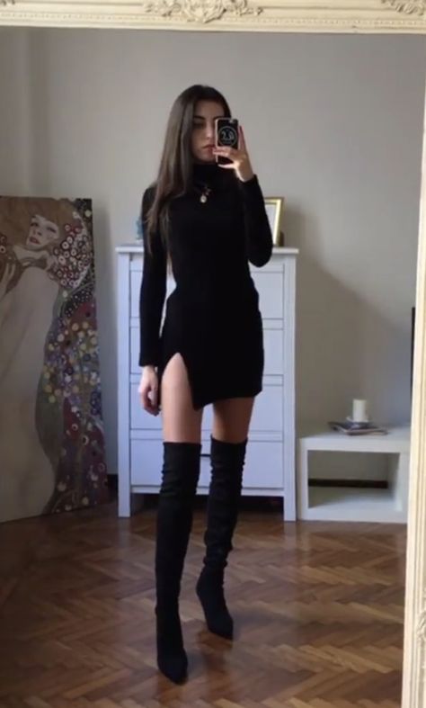 Above The Knee Boots, Thigh High Socks Outfit Aesthetic, Dress With Thigh High Boots, Above The Knee Boots Outfits, Dresses With Thigh High Boots, Thigh High Socks Outfit, High Socks Outfits, Thigh High Boots Outfit, Above Knee Boots