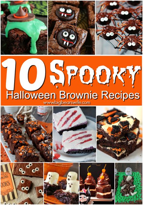 Halloween Brownies Ideas, Cute Brownies, Spooky Brownies, Halloween Brownie, Brownies Ideas, Halloween Fingerfood, Decorated Brownies, Halloween Brownies, Spooky Halloween Food