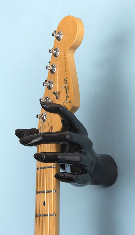 Black Valkyrie Female Hand GuitarGrip Guitar Hanger Guitar Placement In Bedroom, Upcycle Guitar Ideas, Guitar Hanging Ideas Bedroom, Guitar Wall Mount Ideas, Guitar Hanging On Wall, Guitar Hanger Ideas, Guitar On Wall Decor, Guitar Display Ideas, Hanging Guitars On Wall Ideas