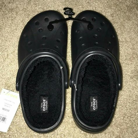 Fur Lined Crocs, Winter Crocs, Lined Crocs, Black Crocs, Crocs Fashion, Crocs Boots, Crocs Black, Trendy Shoes Sneakers, Women's Crocs