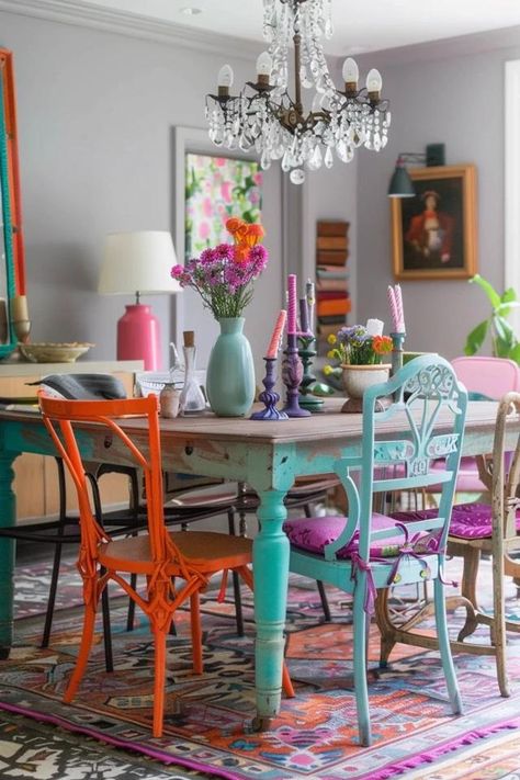 Chic Boho Dining Room Decor Ideas for Eclectic Spaces Boho Dining Room Ideas, Eclectic Dining Room Ideas, Boho Dining Room Decor, Eclectic Spaces, Colorful Boho Fashion, Dining Room Decor Ideas, Bohemian Dining Room, Chic Lifestyle, Eclectic Dining Room